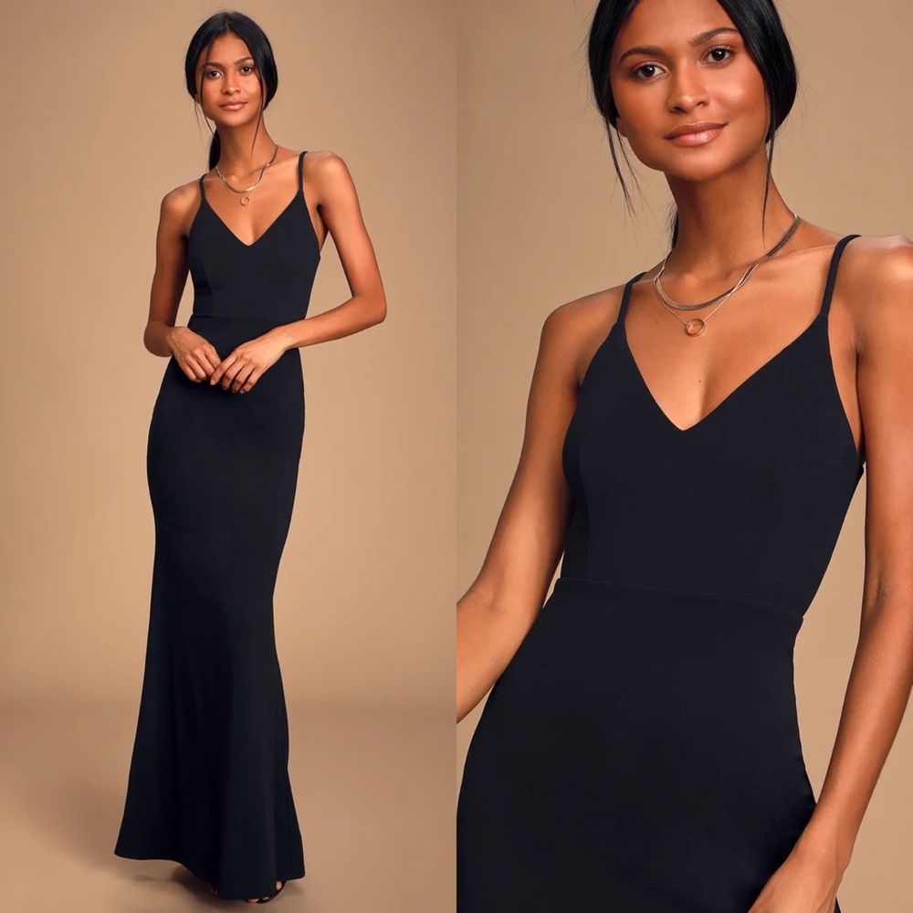Moments Of Bliss Black Backless Mermaid Maxi Dress